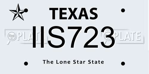 IIS723 Texas License Plate