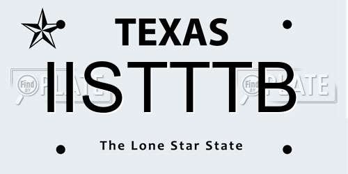 IISTTTB Texas License Plate