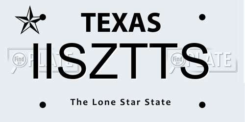 IISZTTS Texas License Plate