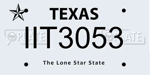IIT3053 Texas License Plate