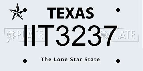 IIT3237 Texas License Plate
