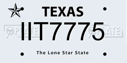IIT7775 Texas License Plate