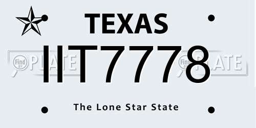 IIT7778 Texas License Plate