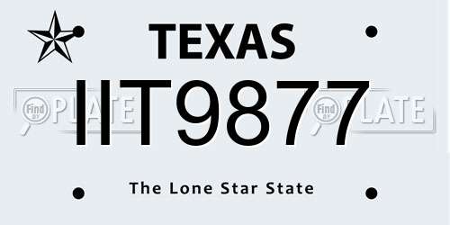 IIT9877 Texas License Plate