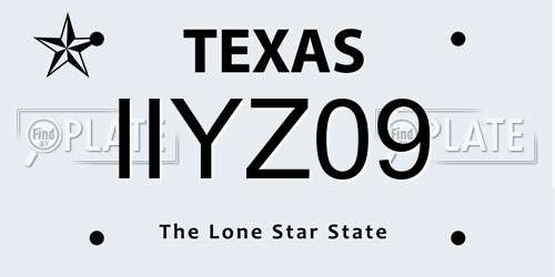 IIYZ09 Texas License Plate