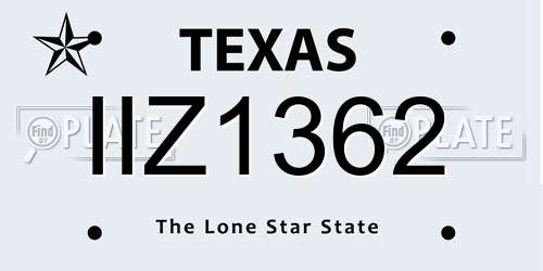 IIZ1362 Texas License Plate