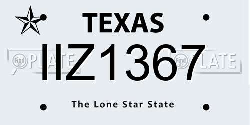 IIZ1367 Texas License Plate