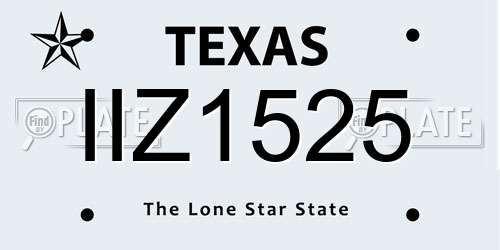 IIZ1525 Texas License Plate