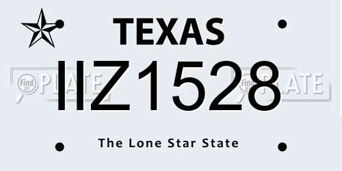 IIZ1528 Texas License Plate