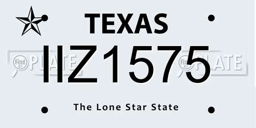 IIZ1575 Texas License Plate