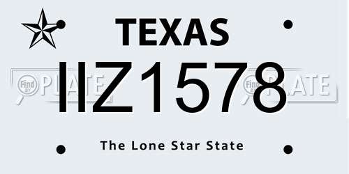 IIZ1578 Texas License Plate