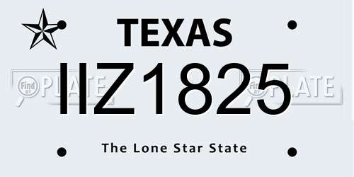 IIZ1825 Texas License Plate