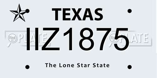 IIZ1875 Texas License Plate