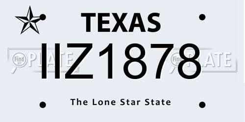 IIZ1878 Texas License Plate