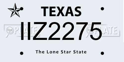 IIZ2275 Texas License Plate