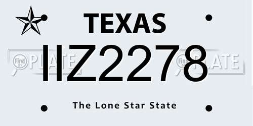 IIZ2278 Texas License Plate