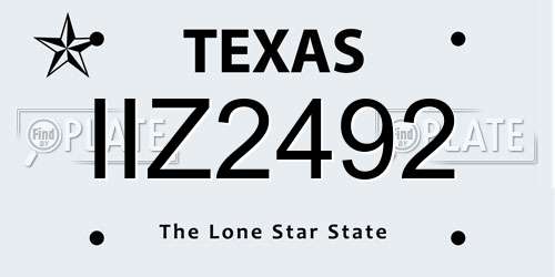 IIZ2492 Texas License Plate