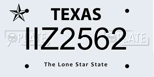 IIZ2562 Texas License Plate