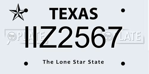 IIZ2567 Texas License Plate