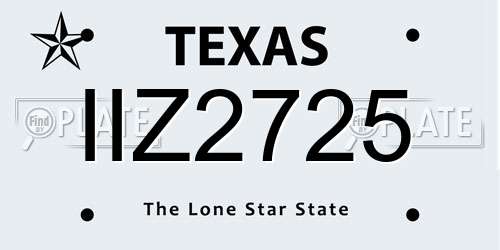 IIZ2725 Texas License Plate