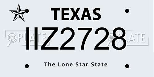 IIZ2728 Texas License Plate