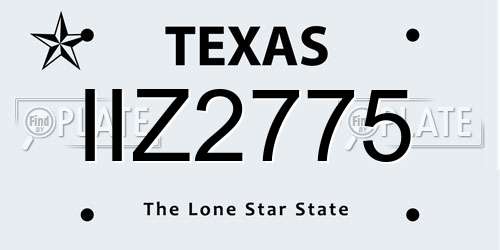 IIZ2775 Texas License Plate