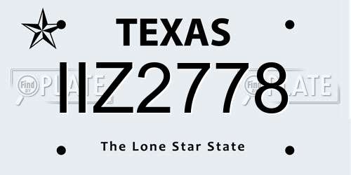 IIZ2778 Texas License Plate