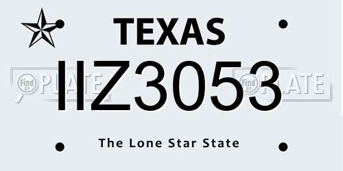 IIZ3053 Texas License Plate