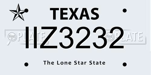 IIZ3232 Texas License Plate