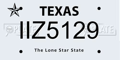 IIZ5129 Texas License Plate