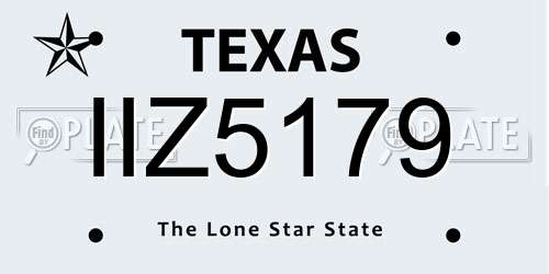 IIZ5179 Texas License Plate