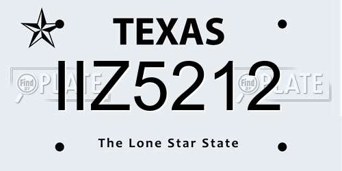 IIZ5212 Texas License Plate
