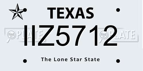 IIZ5712 Texas License Plate