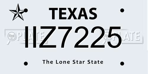 IIZ7225 Texas License Plate