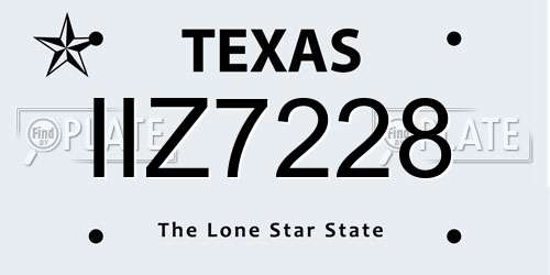 IIZ7228 Texas License Plate