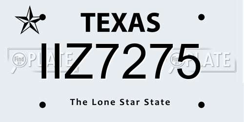 IIZ7275 Texas License Plate