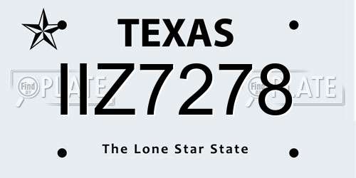 IIZ7278 Texas License Plate