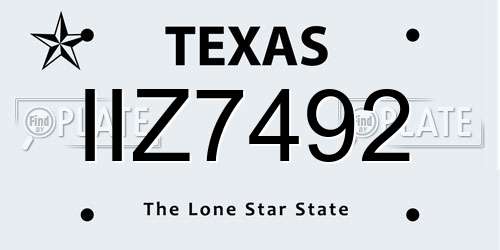 IIZ7492 Texas License Plate