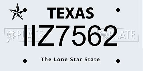 IIZ7562 Texas License Plate