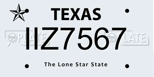 IIZ7567 Texas License Plate