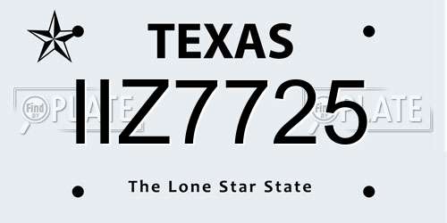 IIZ7725 Texas License Plate