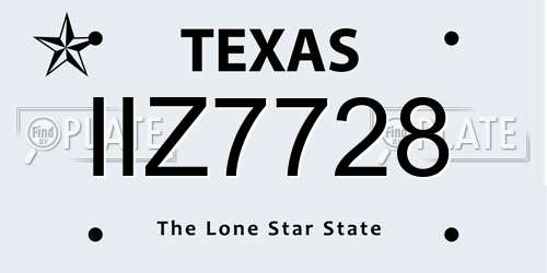 IIZ7728 Texas License Plate