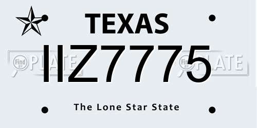 IIZ7775 Texas License Plate