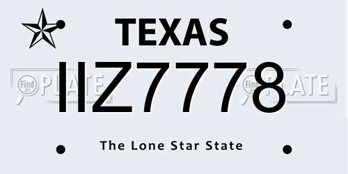IIZ7778 Texas License Plate