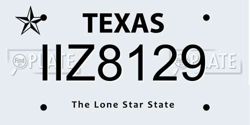 IIZ8129 Texas License Plate