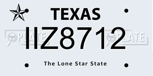 IIZ8712 Texas License Plate