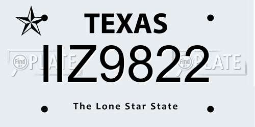 IIZ9822 Texas License Plate