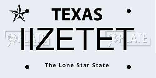 IIZETET Texas License Plate