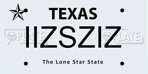IIZSZIZ Texas License Plate