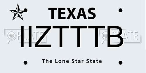 IIZTTTB Texas License Plate